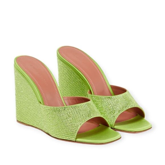 Amina Muaddi Lupita Crystal Wedges - White/Crystals EU 39.5‎  New - Picture 2 of 11